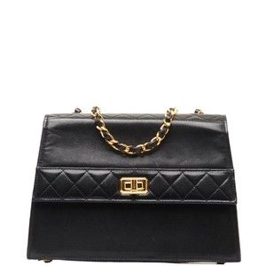 CHANEL Matelasse Single Flap Chain Shoulder Bag Black